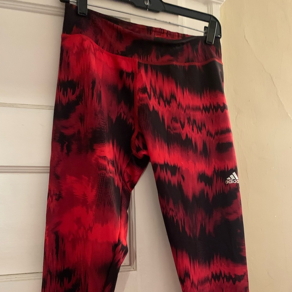 Adidas black and red design capris